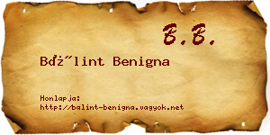 Bálint Benigna névjegykártya